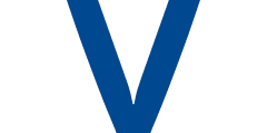 Blaues V als Logo für VERBUND.